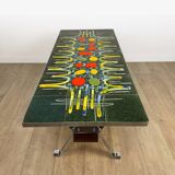 Table basse en céramique et chrome, années 70