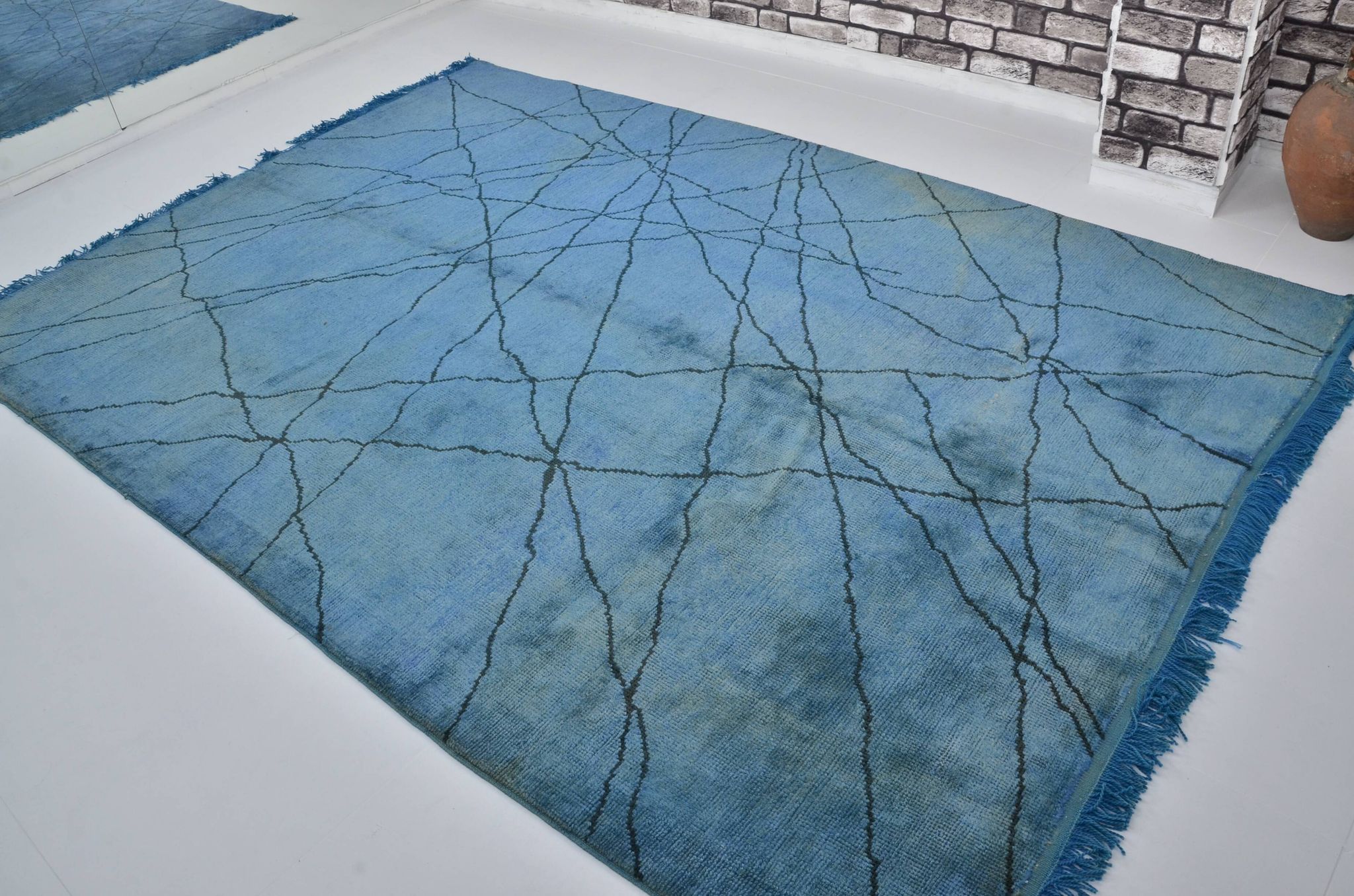 Turqouise Vintage Handmade Hemp Rug sku 3001