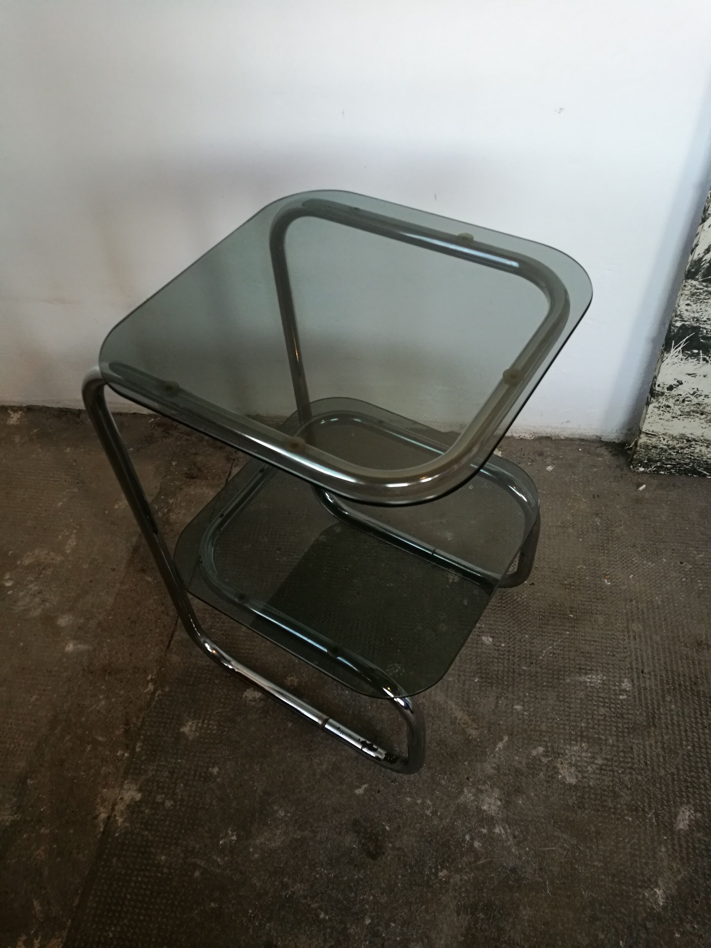 Chrome and glass bedside