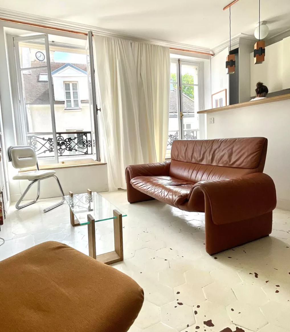 Tawny leather sofa De Sede "2011", Switzerland 1980