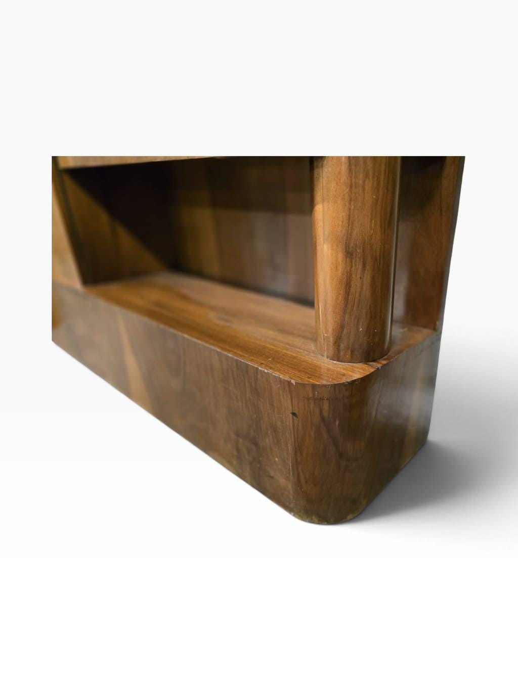 Armoire étagère art déco vintage courbée en bois