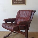 Scandinavian Mid-Century Modern Leather Easy Chair by Ekornes 1970s.
