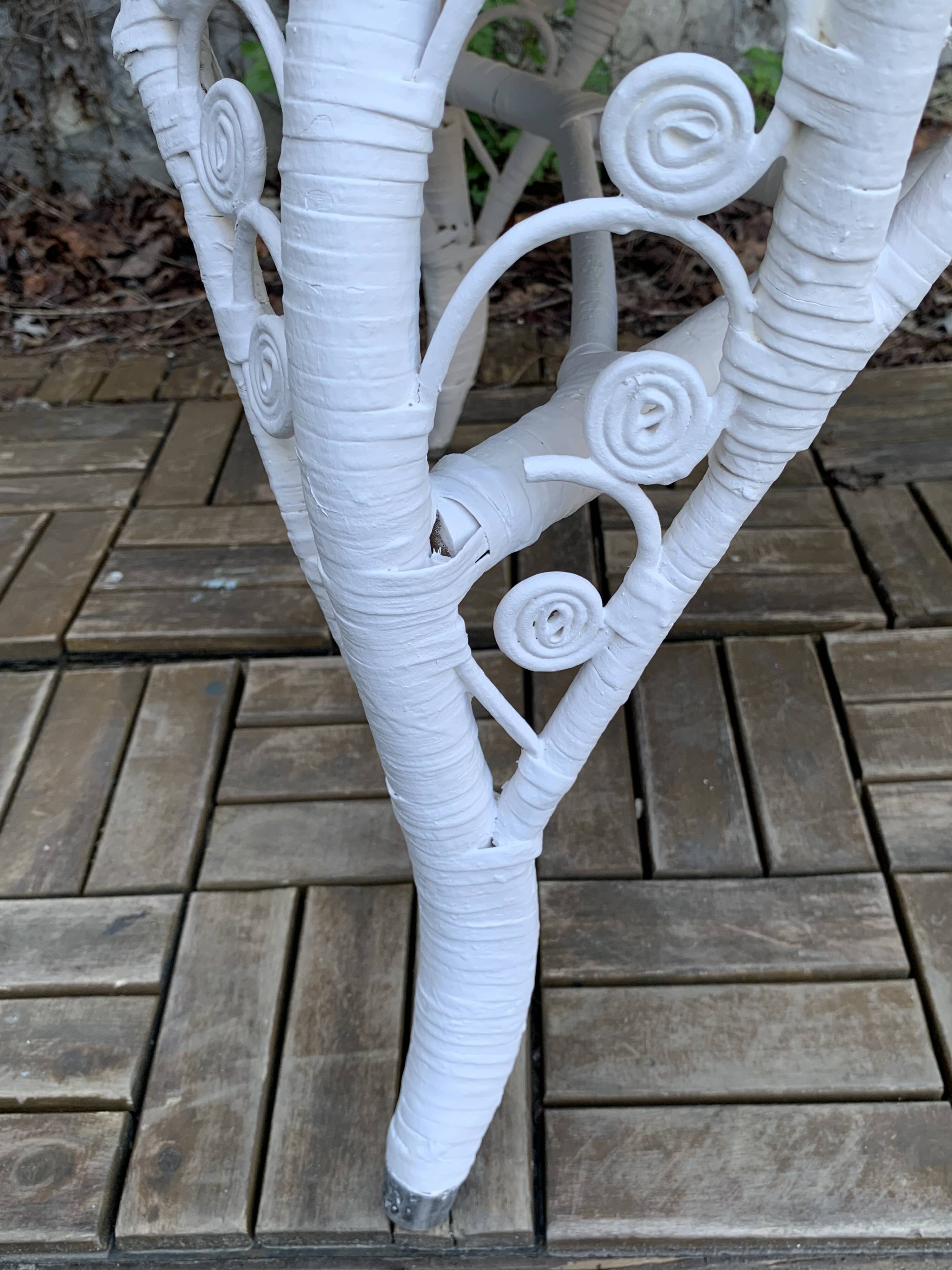 Emmanuelle Peacock white rattan armchair 1970