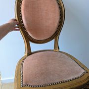 Louis XVI armchair with patina and antique velvet