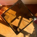 Table basse en méta chromé et verre fumé, années 1980
