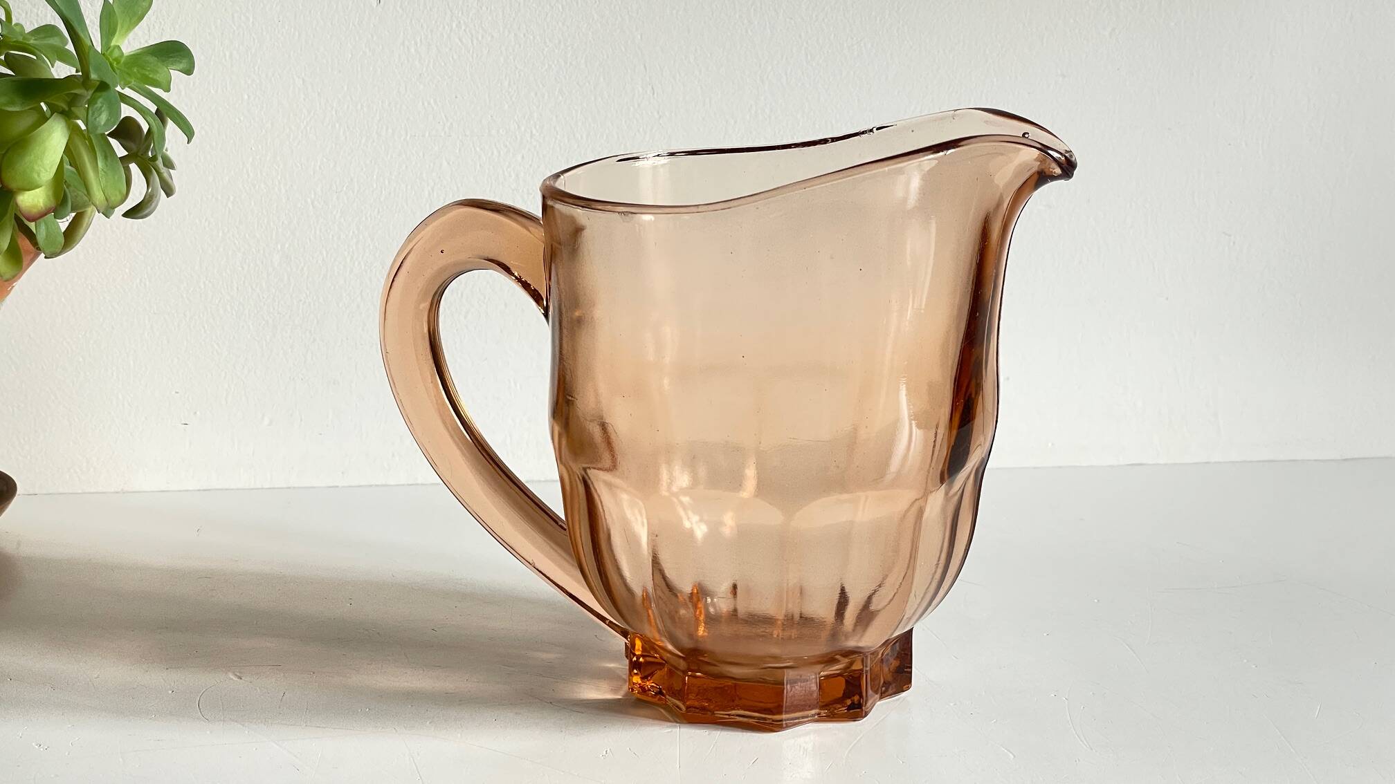 Vintage amber-pink glass pitcher 1 liter