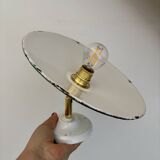 Vintage wall lamp with green and white enamelled sheet metal shade