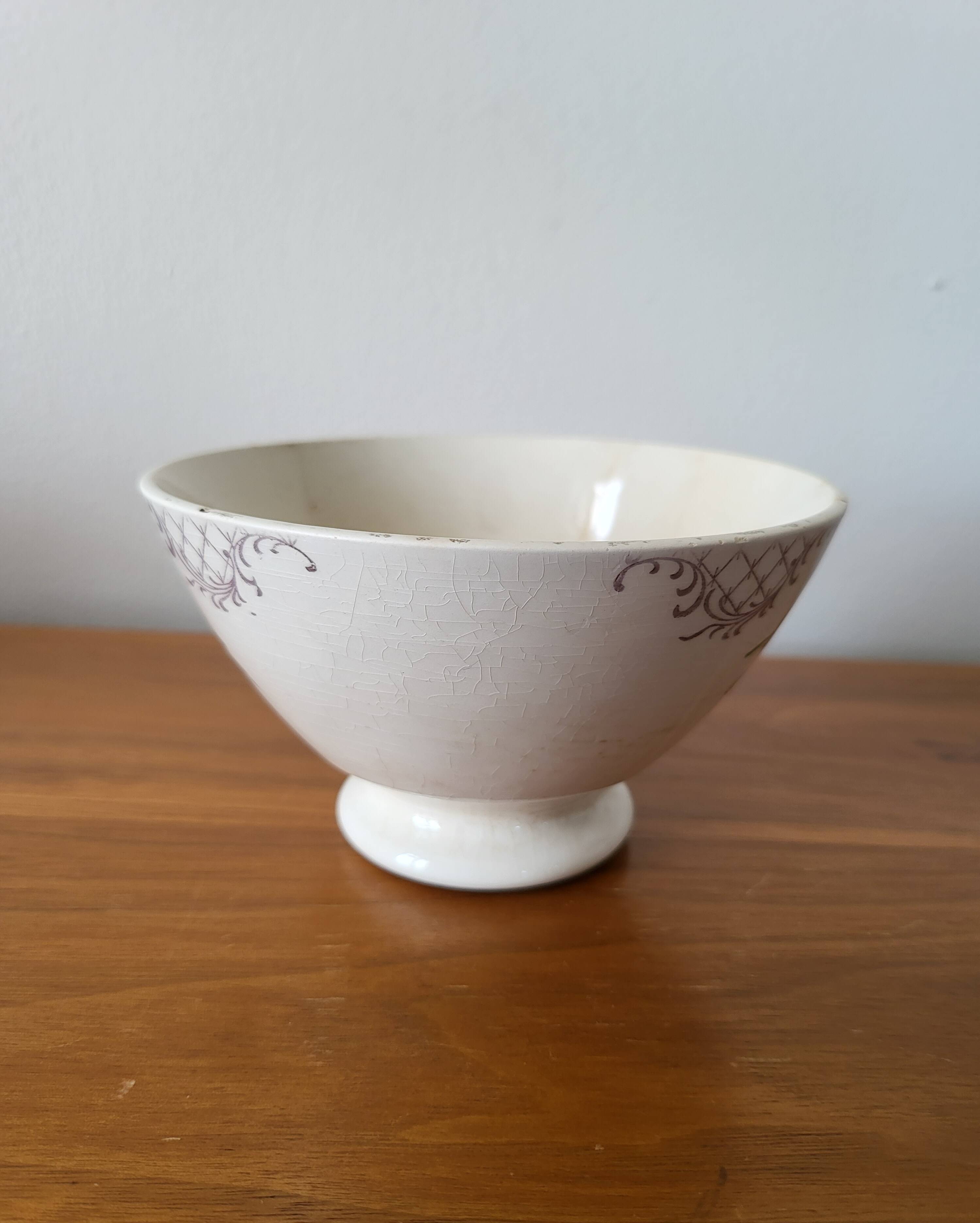 Old Faience Bowl SARREGUEMINES Rose Decoration