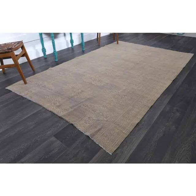 1970s Vintage Turkish Oushak Handmade Wool Cotton Purple Area Rug 168x268