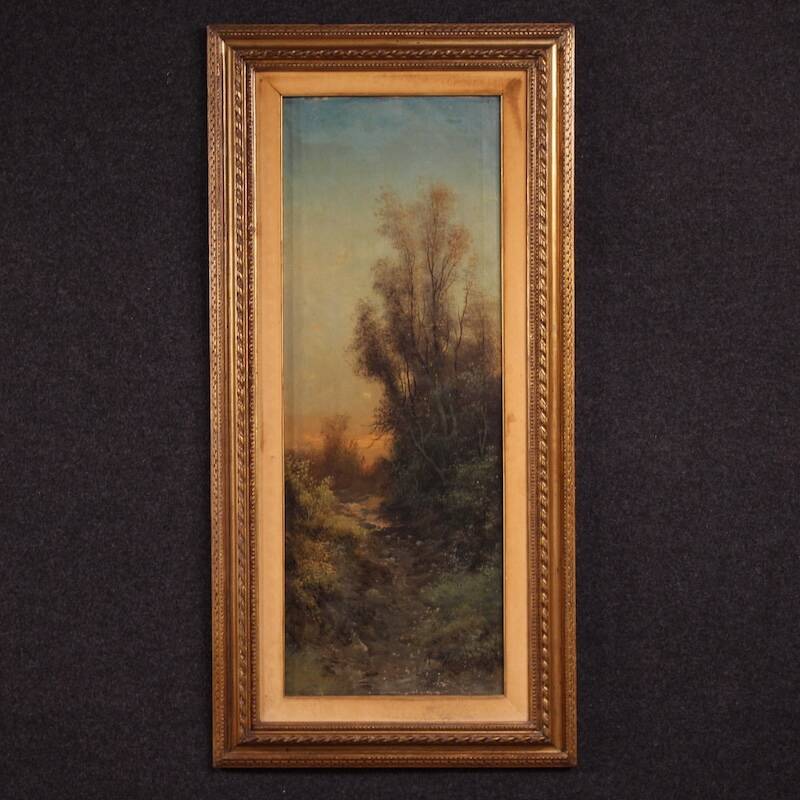 Italian painting signed Marko forest landscape from 19th century