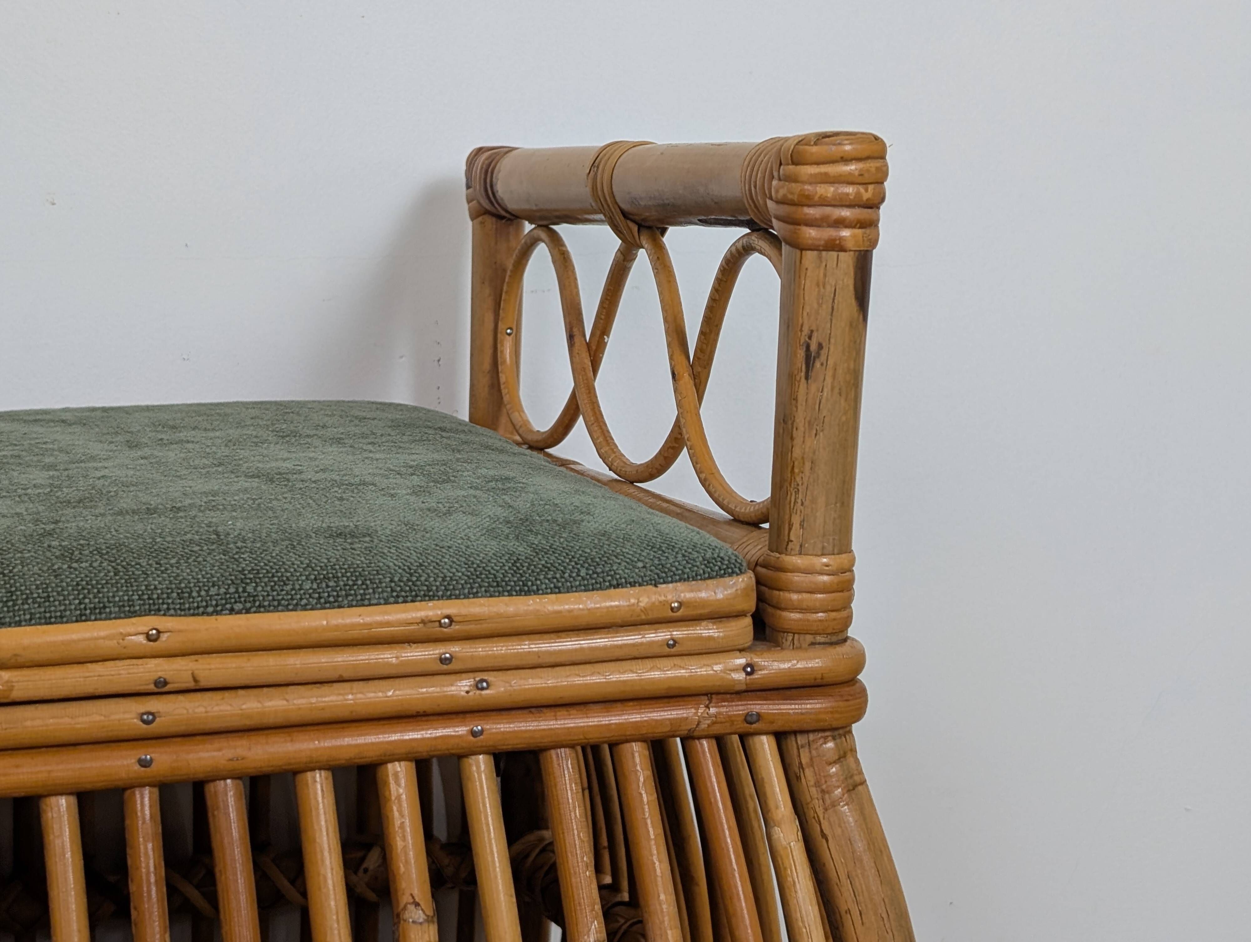 1960s rattan storage bench