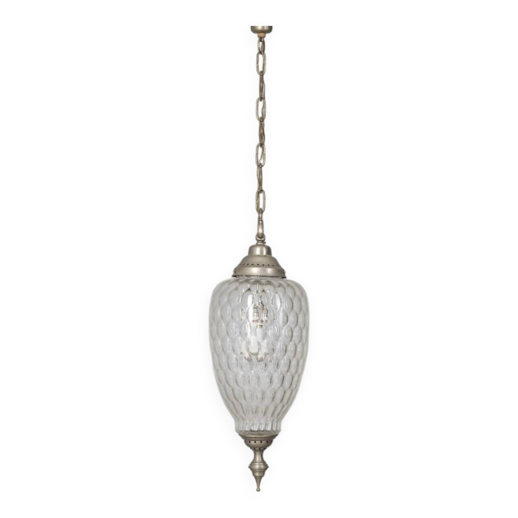1960s vintage pendant lamp in decorated glass Italian design