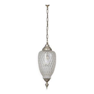 1960s vintage pendant lamp in decorated glass Italian design