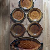 Assiettes et plat poisson Sarreguemines