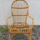 wicker armchair, bamboo wood