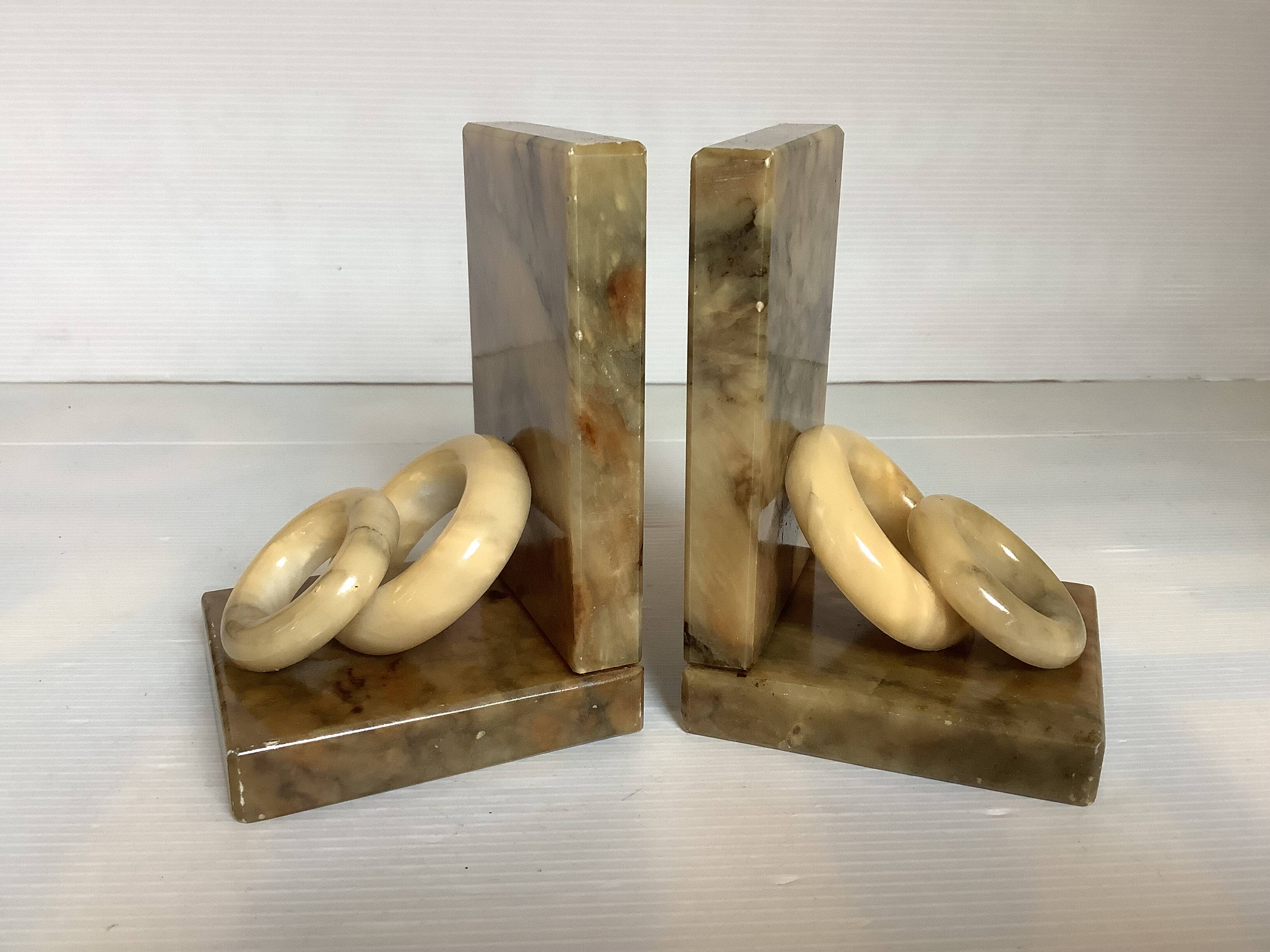 Pair of onyx marble ring bookends