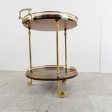 Italian goatskin and parchment serving bar cart