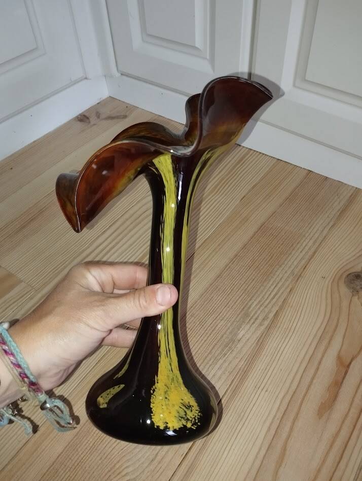 La Rochère "Volubilis" Vase – Flower shape – Amber glass