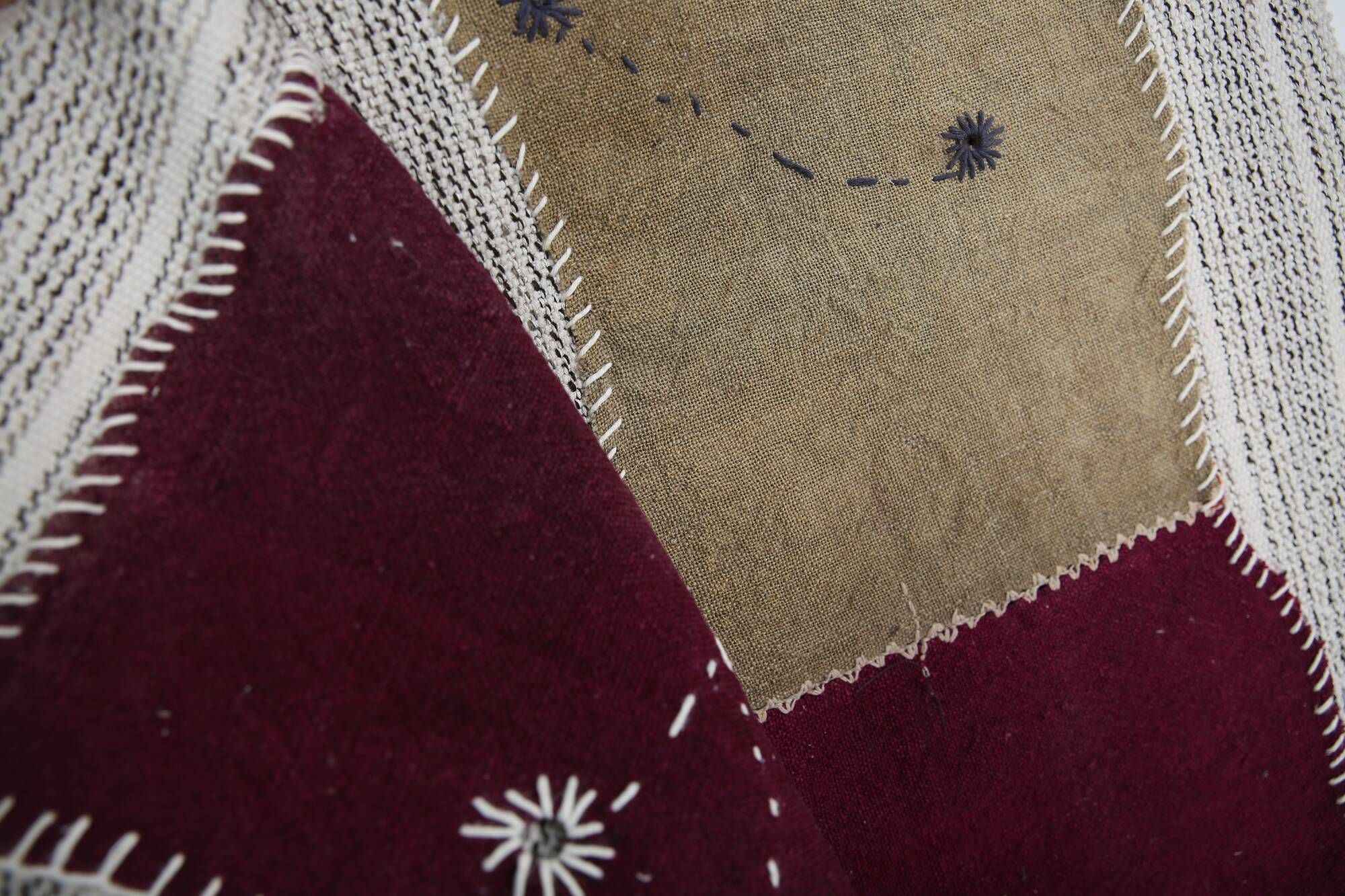 Wine Color Vintage Textile Wall Hanging, Handwoven Tapestry, 106x116 Cm