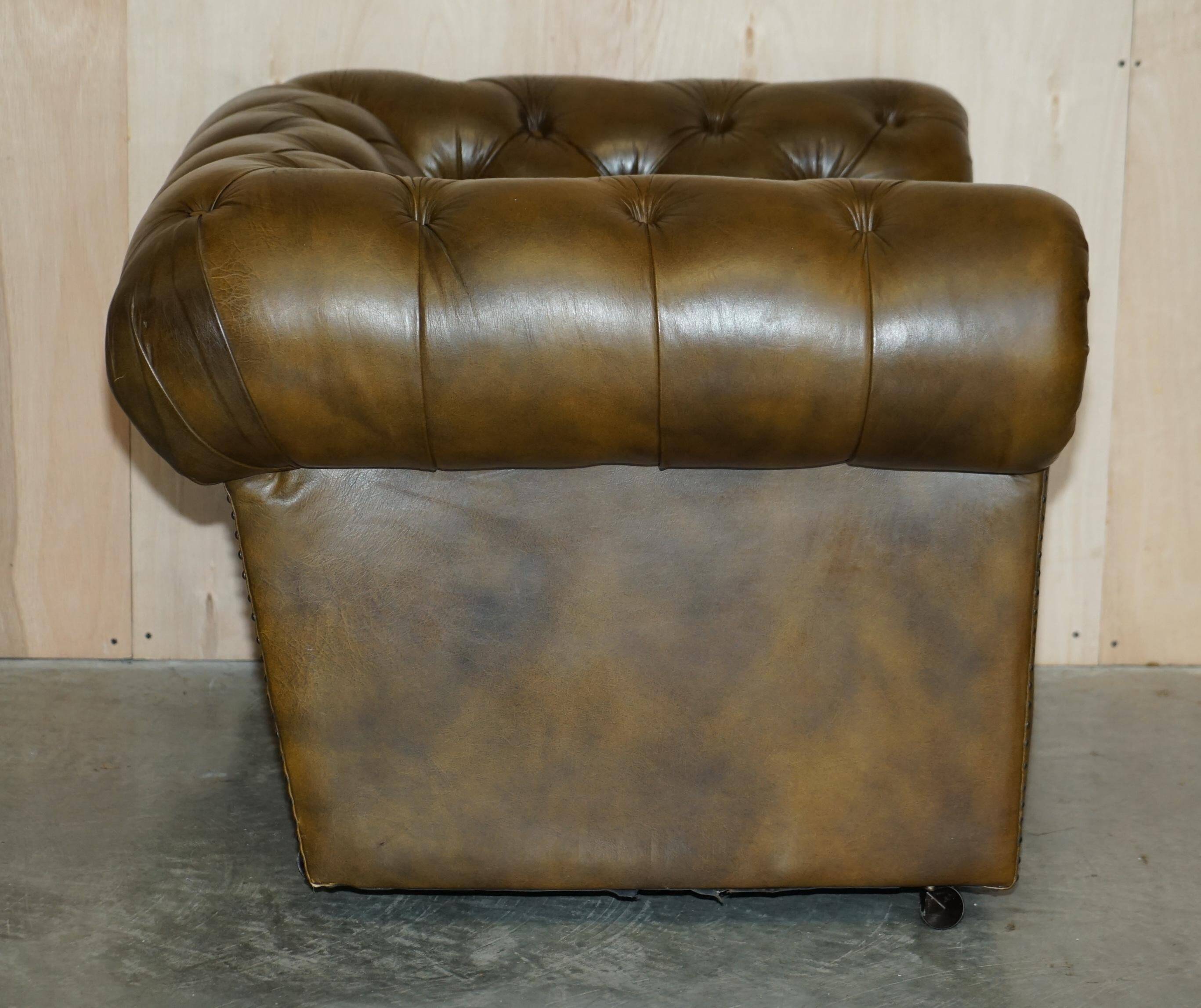 Ensemble vintage Chesterfield salon 3 pièces cuir