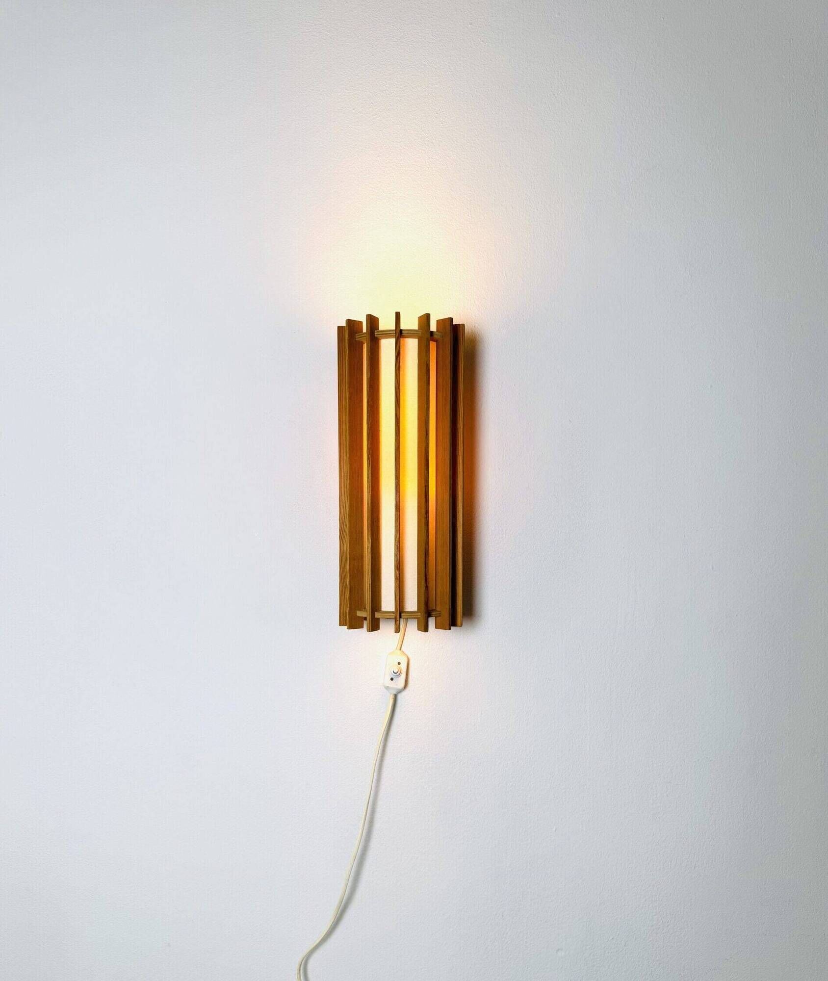 Tema Model Cylindrical Wall Lamp In Pine By Ib Fabiansen For Fog & Mørup, Denmark 1960S