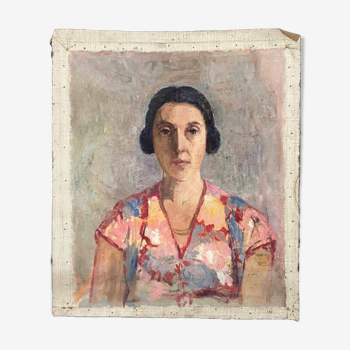 Huile sur toile G. Guillot de Raffaillac Femme en costume d'époque 1930