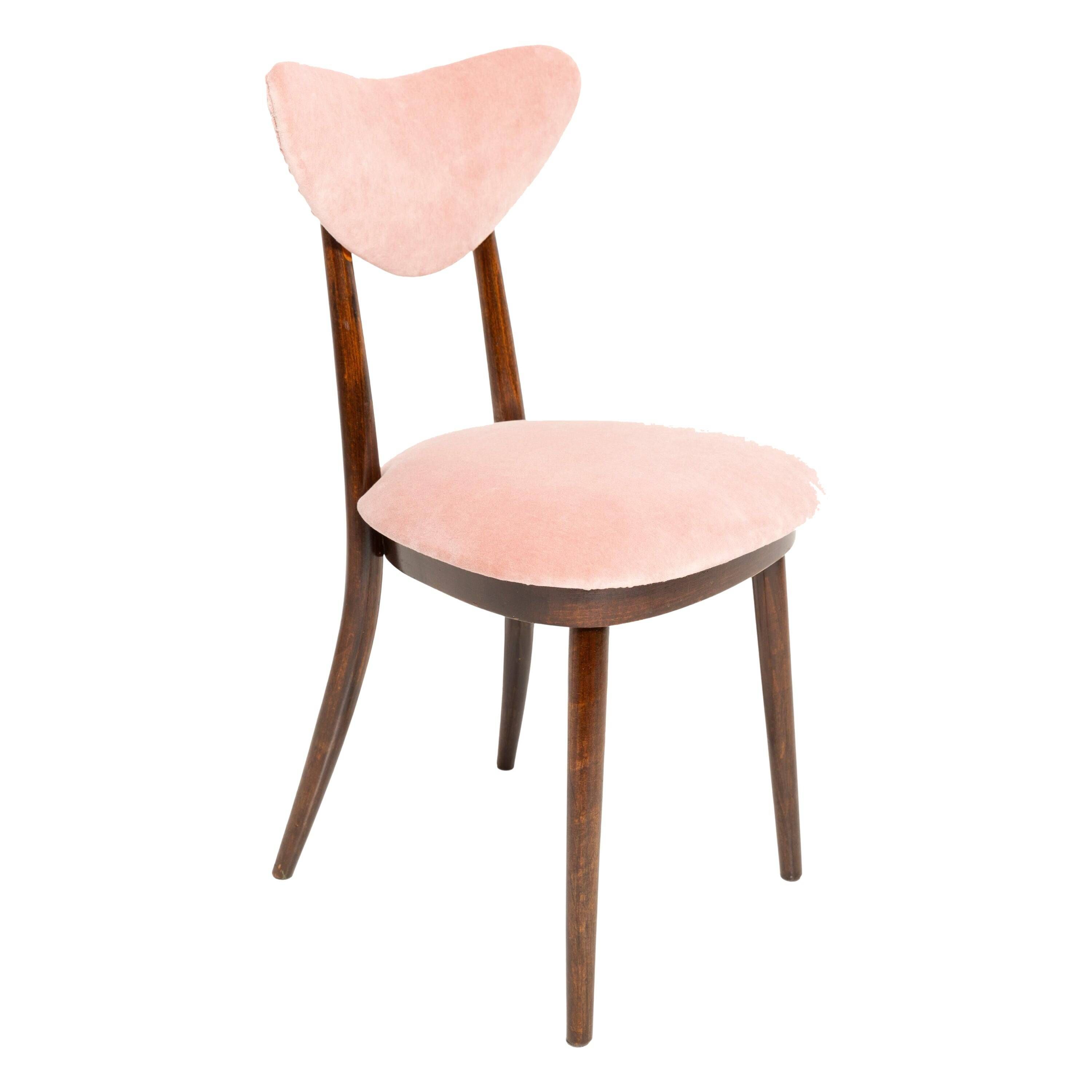 Pink Heart Mid-Century Cotton Velvet Chair, Europe, 1960s