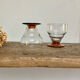 6 vintage glasses with amber feet