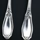 Fish Serving Cutlery: Fork + Knife/Shovel. Silver-plated metal.