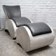 Industrial aluminum & vinyl lounge chair with footrest, 1970s