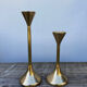 Duo of Scandinavian candle holders in gilded brass