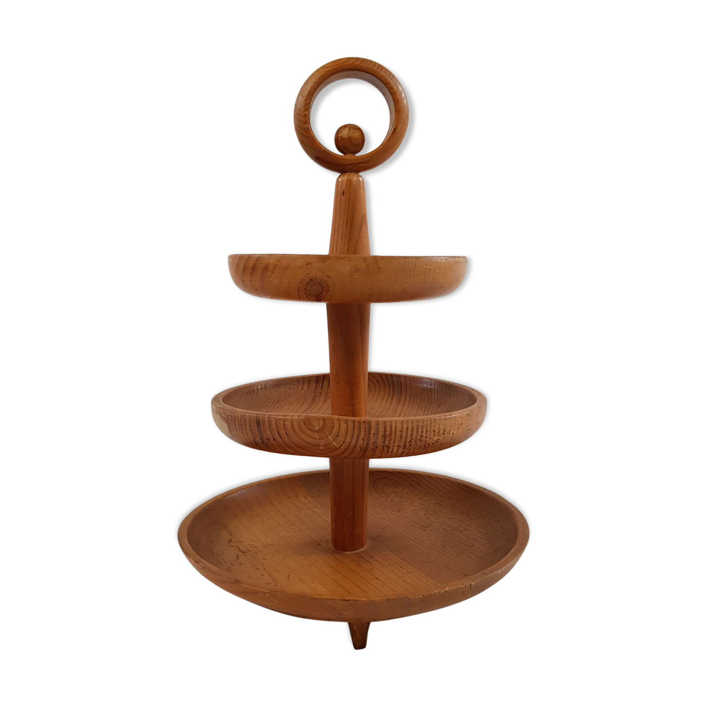 Serviteur corbeille a fruits en bois vintage scandinave