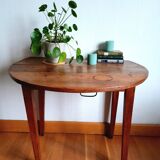 Antique round walnut table with flaps