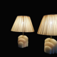 Pair of Art Deco marble alabaster pleated shade table lamps vintage