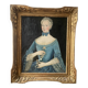 Louis XV table oil on canvas frame with gold leaf.