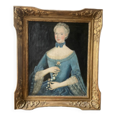 Louis XV table oil on canvas frame with gold leaf.