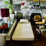 Vintage minerva daybed in solid teak and alcantara by peter hvidt for john stuart 1950s