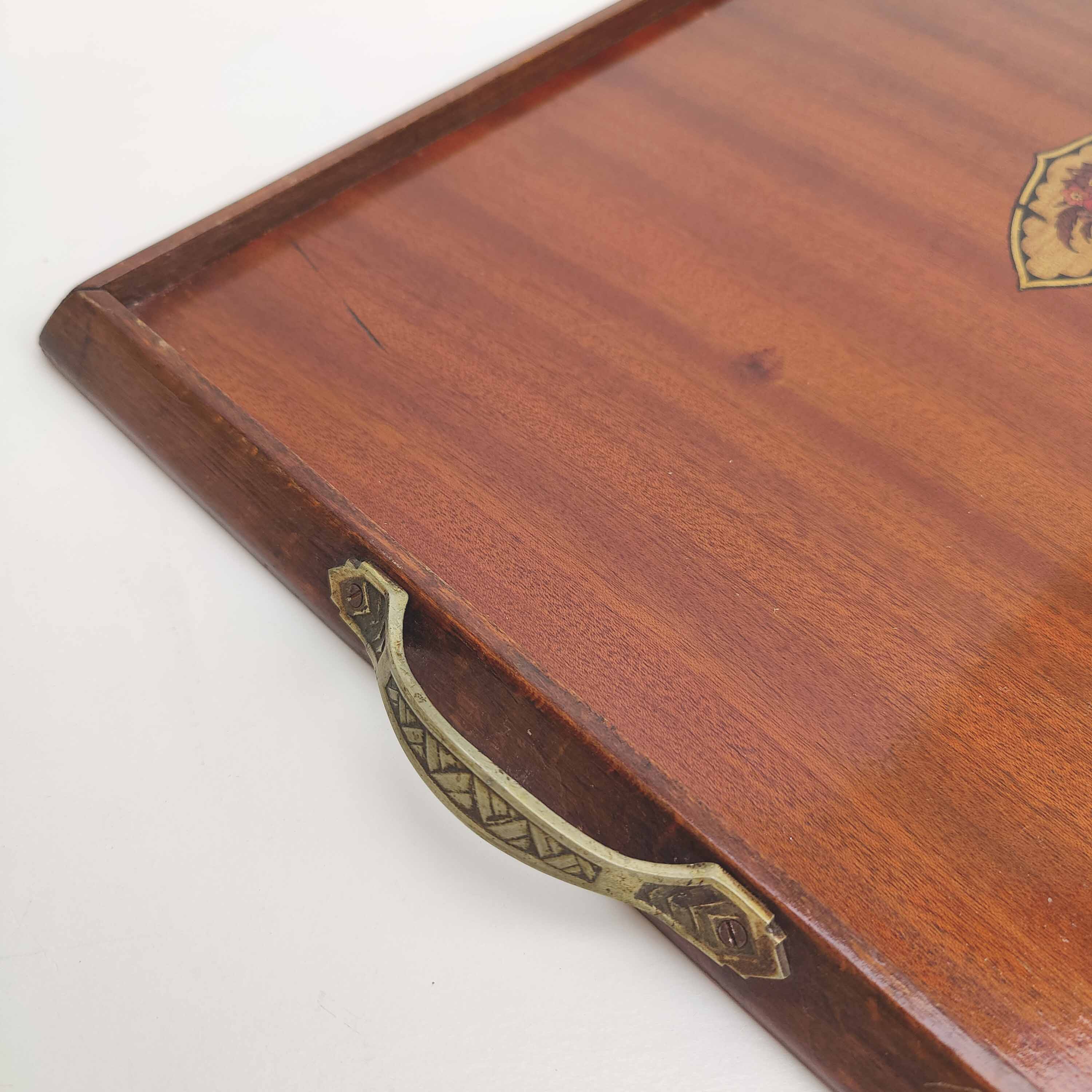 Wood and brass service tray