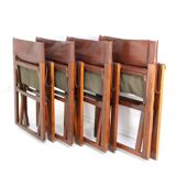 Fauteuil safari pliant en cuir marron et bois