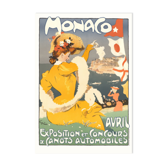 Affiche d'exposition, concours de canots automobile, Monaco