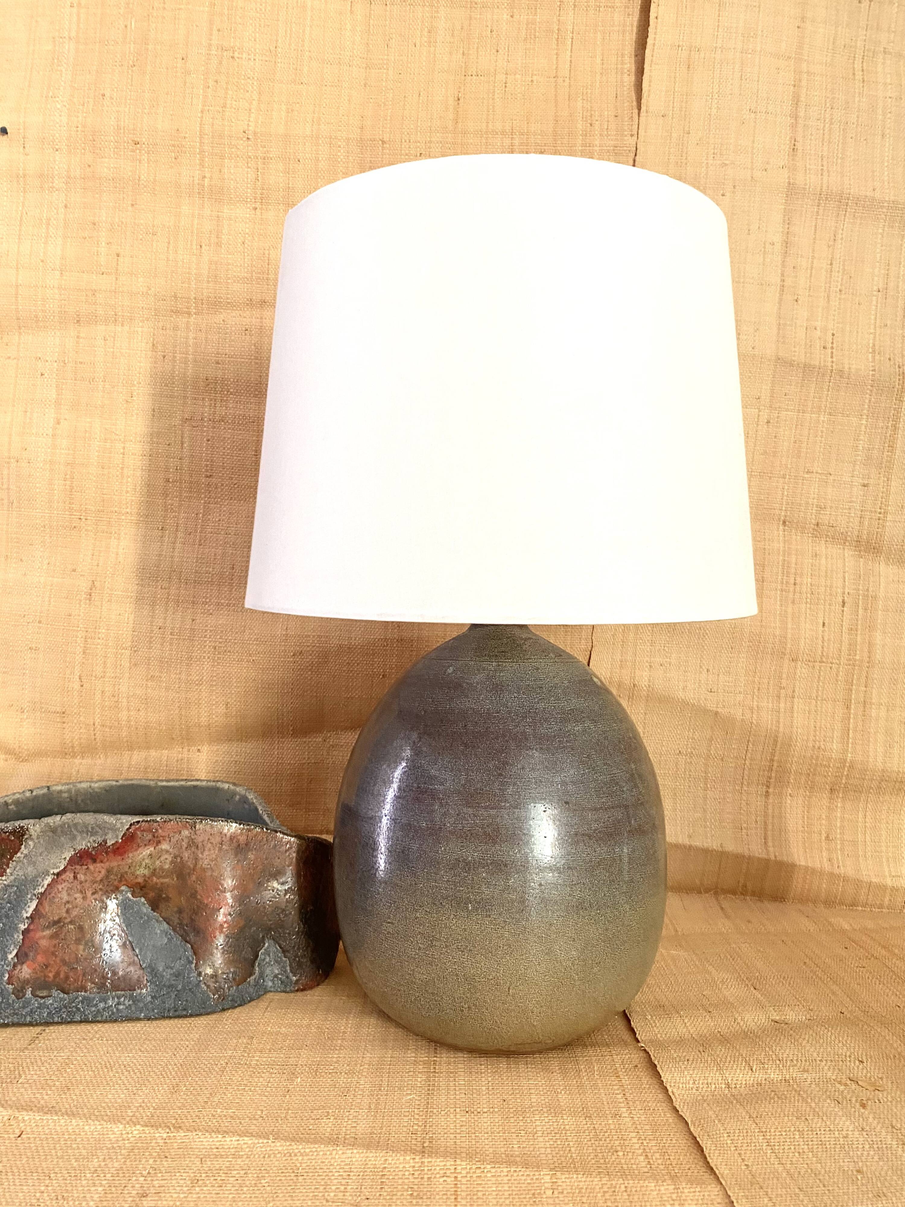 Lampe céramique, câble tissu 2M, abat-jour coton