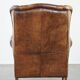 Grand fauteuil à oreilles en cuir de mouton de style anglais vintage