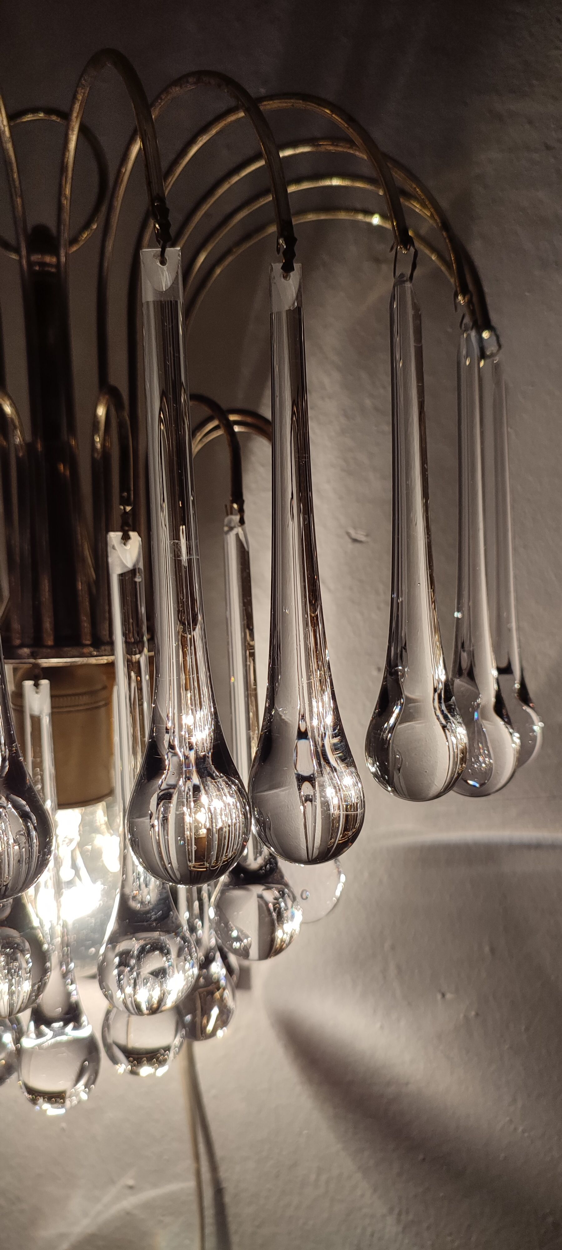 Wall lamp "Venini" of crystals. Italy 1970s