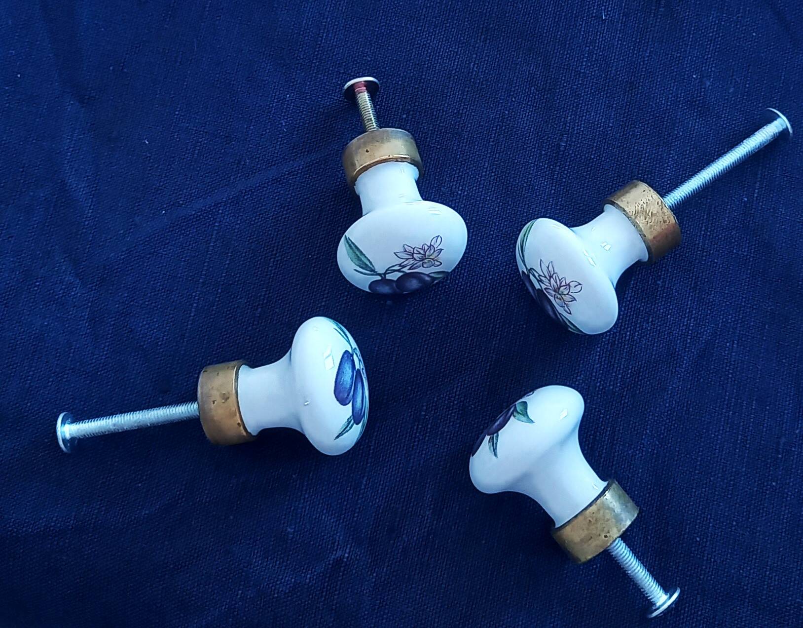 4 Limoges porcelain door knobs