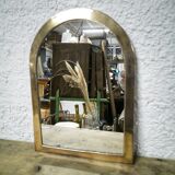 Brass half-moon mirror