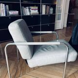 Zanotta gray leather armchair