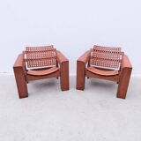 Pair of solid Lebanese cedar armchairs