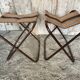 Pair of Folding Camping Fishing Stools Metal Tube + Vintage Fabric #E31