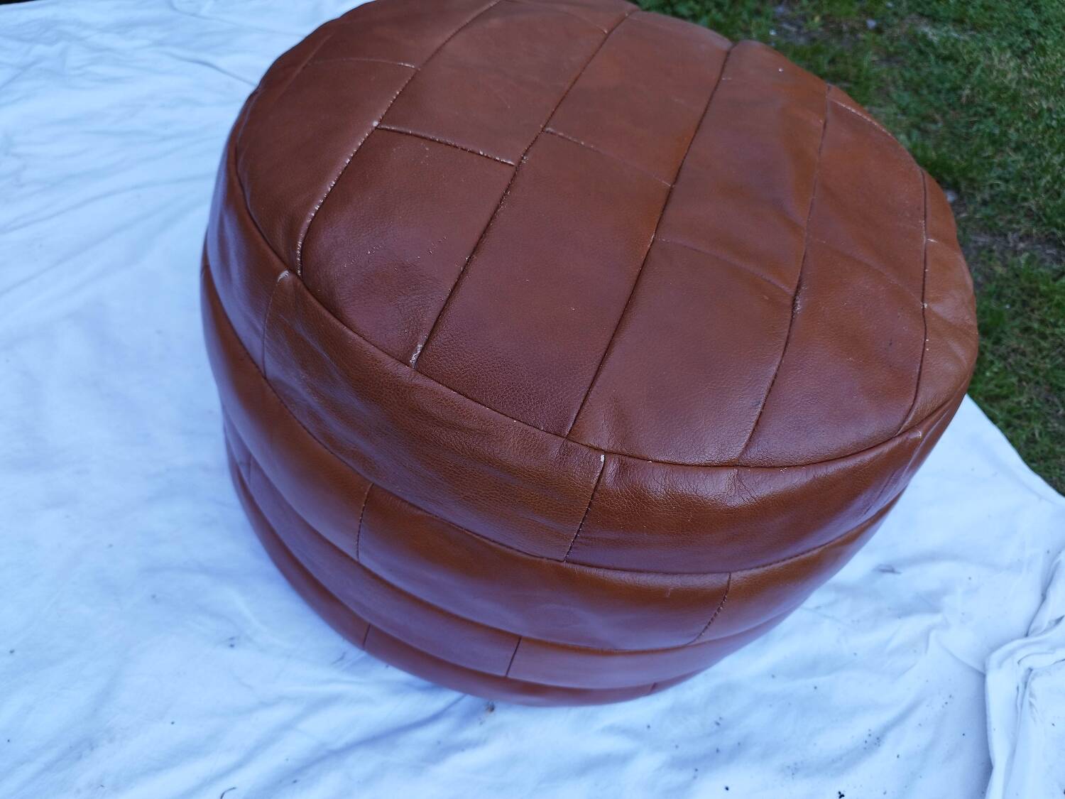 Sede Patchwork Leather Pouf