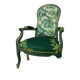 Fauteuil Louis XV en velours brodé et jungle, rénové